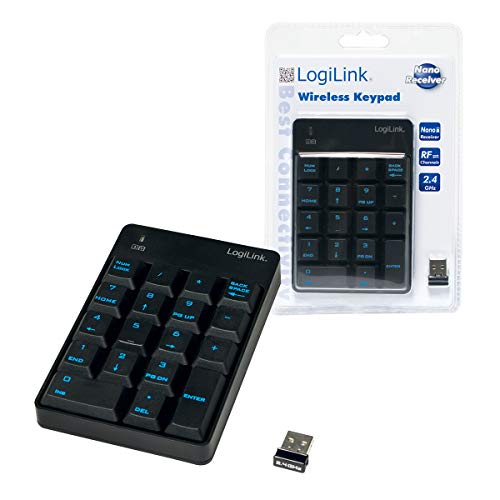LogiLink Kabelloses Keypad Ziffernblock 18 Tasten, Black