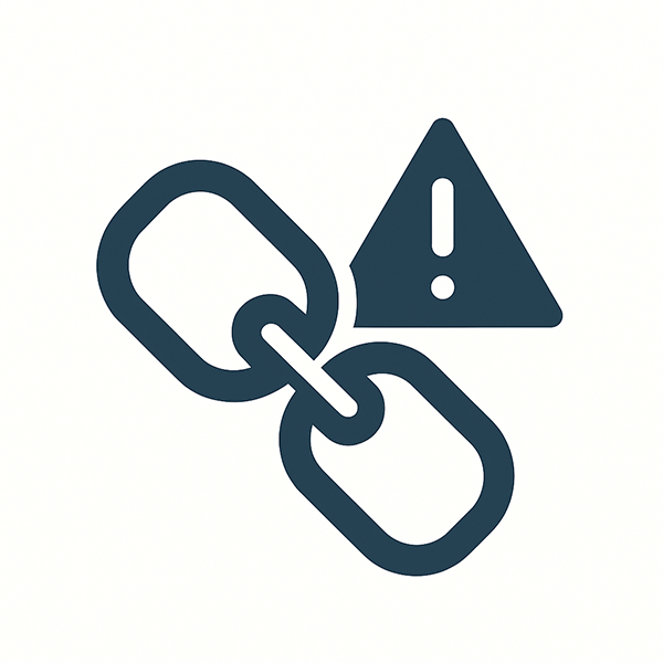 Instabile oder falsch konfigurierte Netzwerkinfrastruktur Linksymbol mit Warnzeichen
