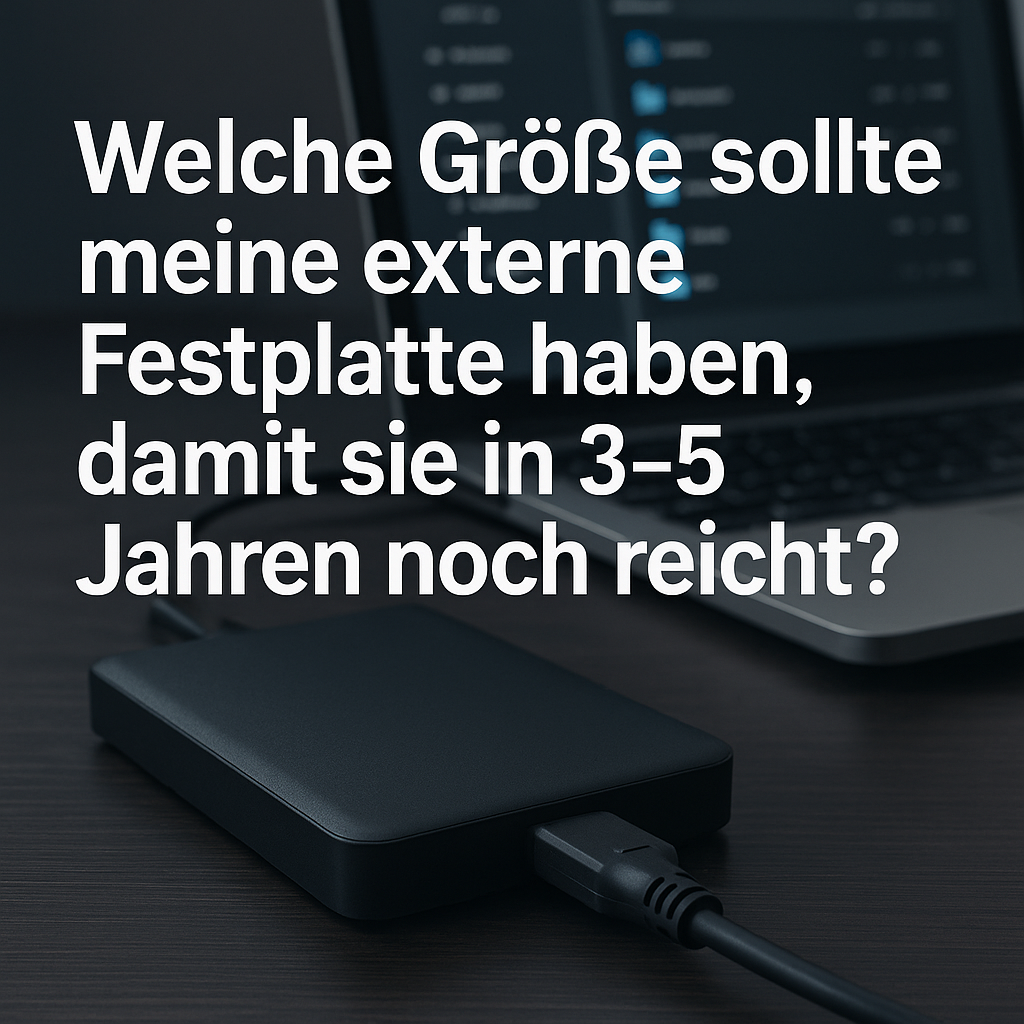 Welche Größe sollte meine externe Festplatte haben, damit sie in 3–5 Jahren noch reicht?