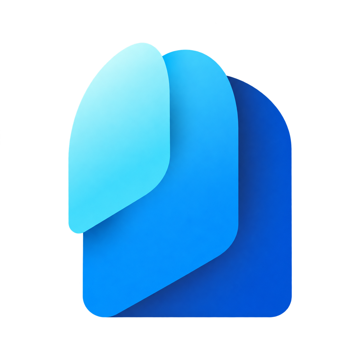 Das aktuelle Logo von Microsoft Entra ID zeigt drei überlagerte, abgerundete Flächen mit Farbverläufen von Hellcyan bis Dunkelblau.
