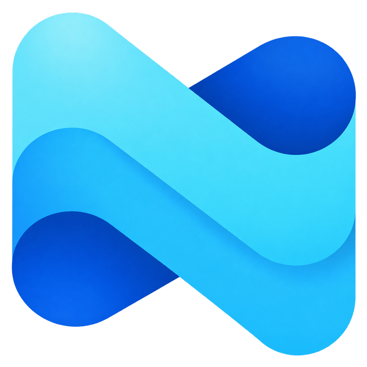 Das aktuelle Logo von Microsoft Intune zeigt zwei ineinanderlaufende, abgerundete Bänder in Hellcyan, Türkis und Dunkelblau.