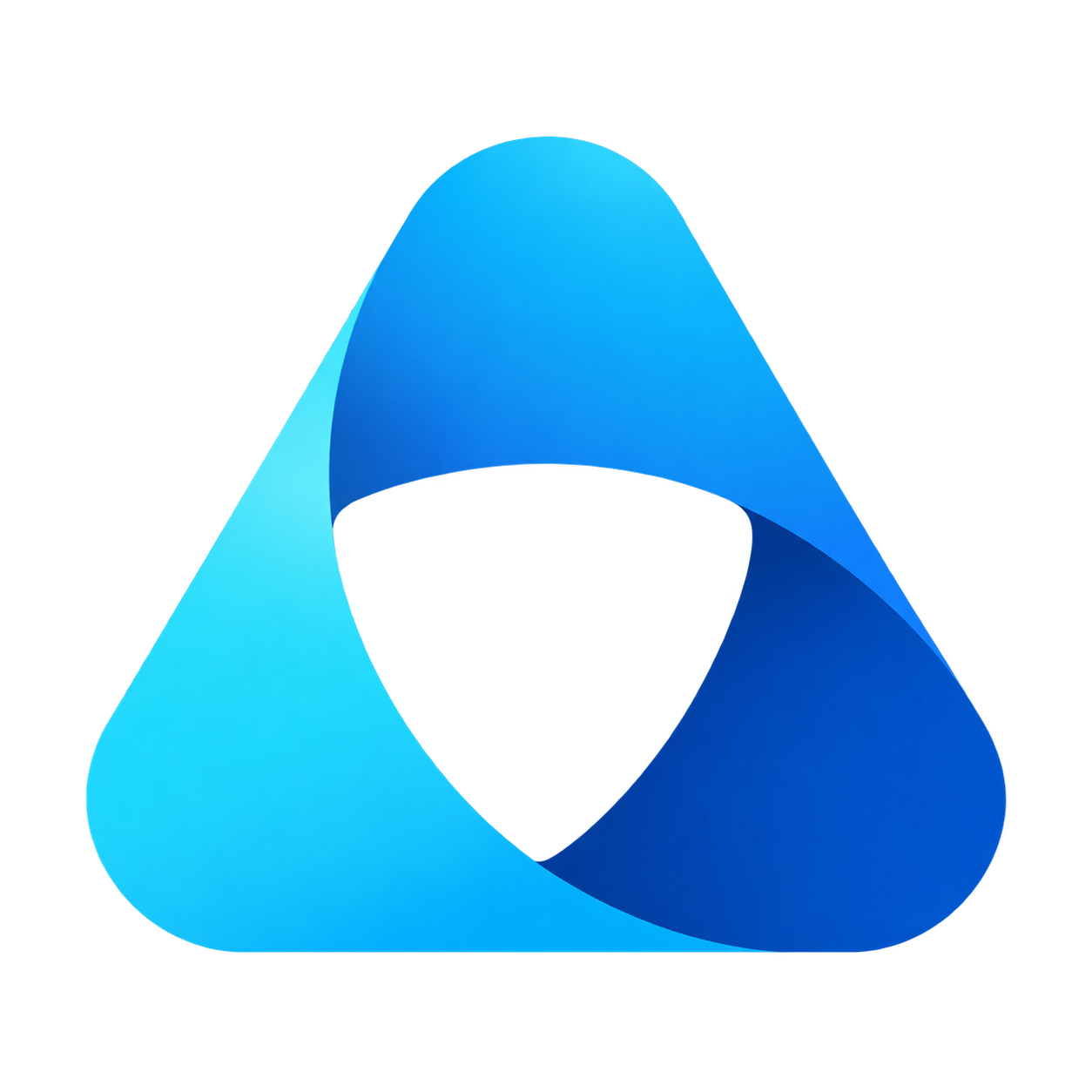 Das aktuelle Logo von Microsoft Purview zeigt eine abgerundete dreieckige Schleife aus Cyan- und Blautönen mit einer offenen Mitte.