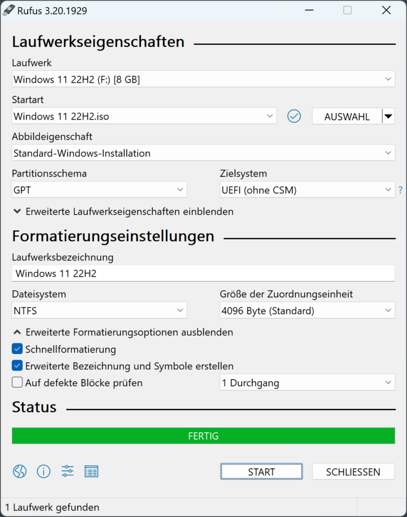 Wie installiere ich Windows 11 neu mit einem USB-Stick und einer ISO-Datei?